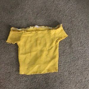 mustard strapless crop